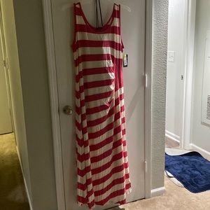 Pink and white long sleeveless dress never worn